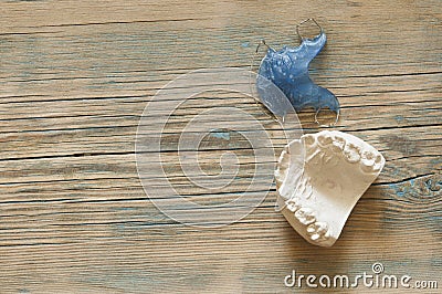 Gypsum model plaster cast for dental molar in laboratory Stock Photo