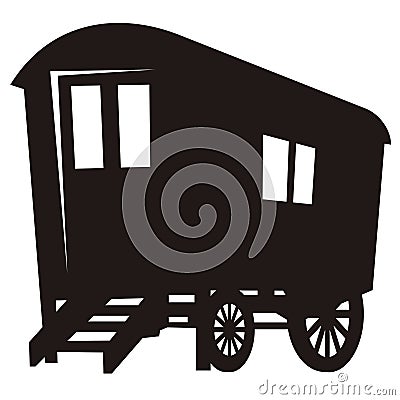 Gypsy caravan wagon silhouette Vector Illustration