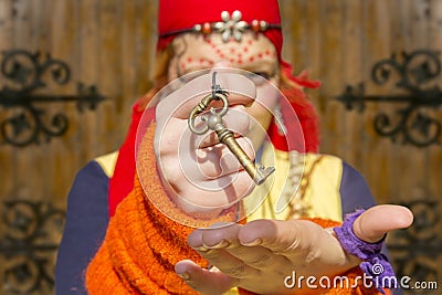 Gypsy girl baroque key Stock Photo