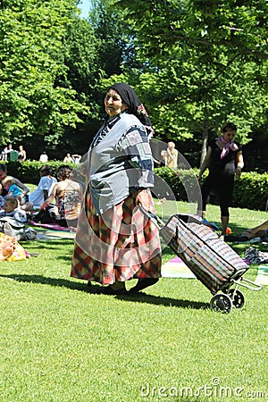 Gypsy woman with cart Editorial Stock Photo