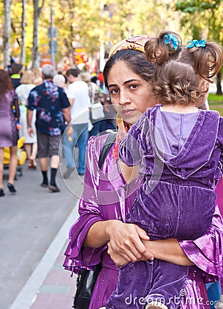 Gypsy woman and her daughter Editorial Stock Photo