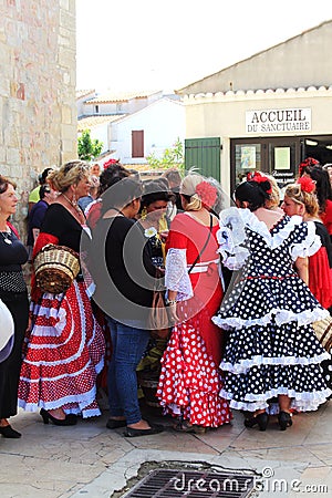 Gypsy women in Saintes Maries de la Mer, Camargue Editorial Stock Photo