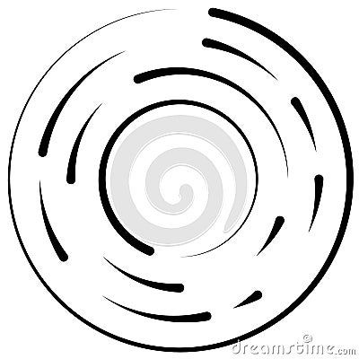 Gyrate, rotating segmented lines circular element Vector Illustration