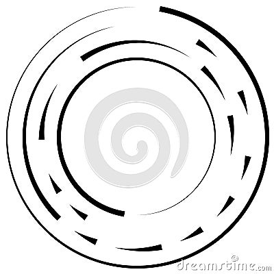 Gyrate, rotating segmented lines circular element Vector Illustration