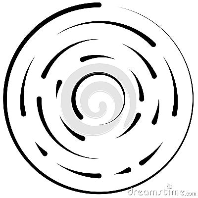 Gyrate, rotating segmented lines circular element Vector Illustration