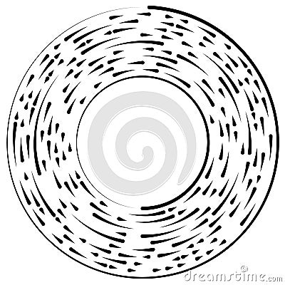 Gyrate, rotating segmented lines circular element Vector Illustration