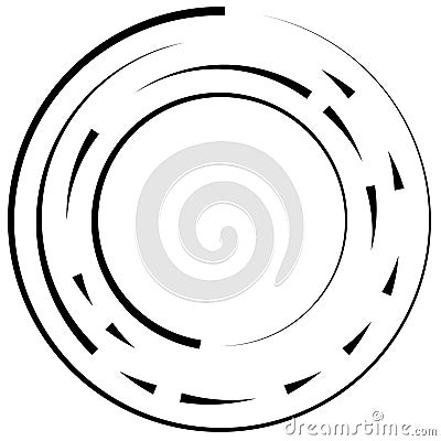 Gyrate, rotating segmented lines circular element Vector Illustration