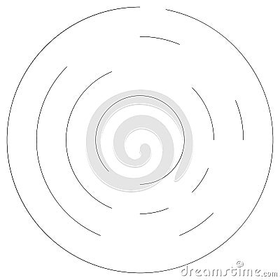 Gyrate, rotating segmented lines circular element Vector Illustration