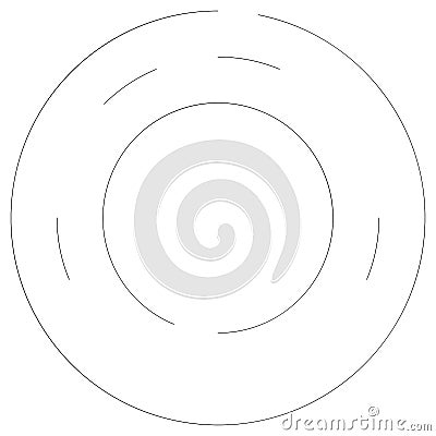 Gyrate, rotating segmented lines circular element Vector Illustration