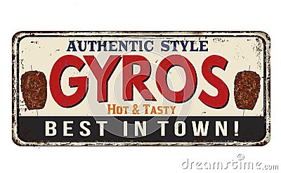 Gyros vintage rusty metal sign Vector Illustration