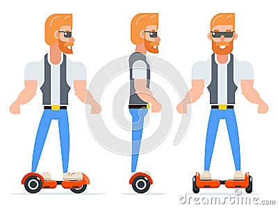 Gyroscooter Geek Hipster Casual Character Icons Set Cartoon Isolated Vector illustration Vector Illustration