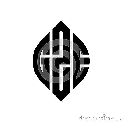 GZE circle letter logo design with circle and ellipse shape. GZE ellipse letters with typographic style. The three initials form a Vector Illustration
