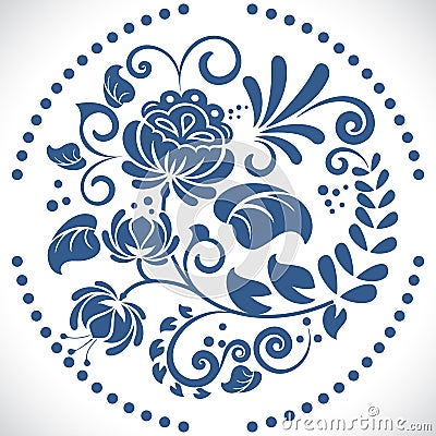 Gzhel decoration flower element Vector Illustration