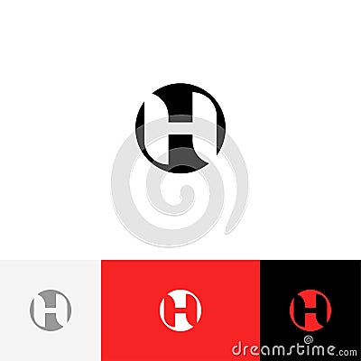 H in circle vector. Minimalism logo, icon, symbol, sign from inversion letters h. Vector Illustration