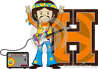 H is for Hippie Vector Illustration