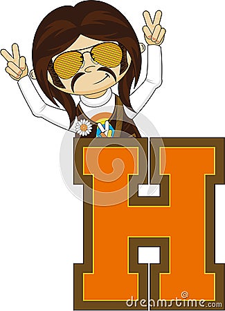 H is for Hippie Vector Illustration