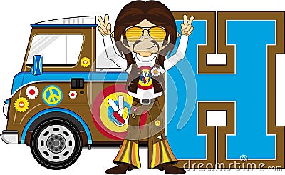 H is for Hippie Vector Illustration