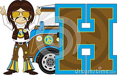 H is for Hippie Vector Illustration