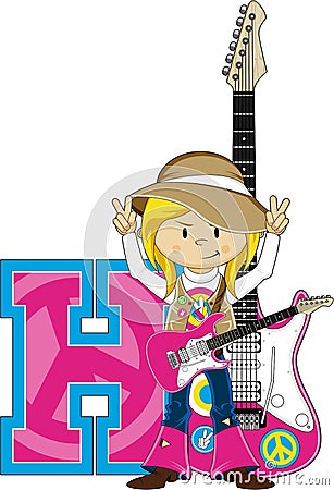 H is for Hippie Vector Illustration