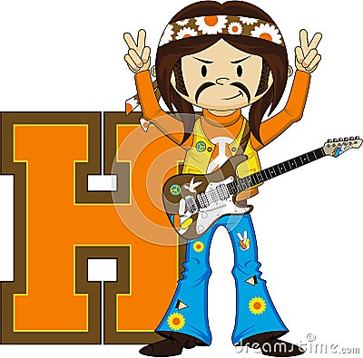 H is for Hippie Vector Illustration