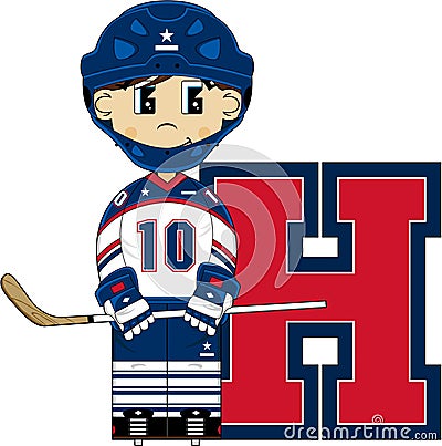 H is for Hockey Vector Illustration