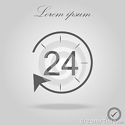 24h icon on white background. Vector stock. Vector Illustration