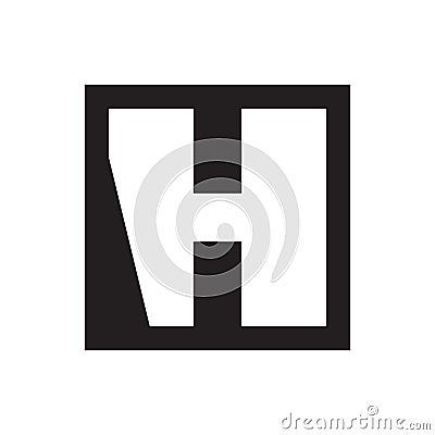 H initial letter negative space on square design vector Vector Illustration