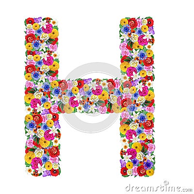 H, letter of the alphabet in different flowers Stock Photo