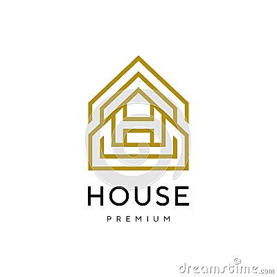 H letter house monoline home architecture logo vector icon template Cartoon Illustration