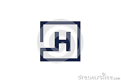 H Letter Square Modern Logo Design Business Concept Vector Illustration