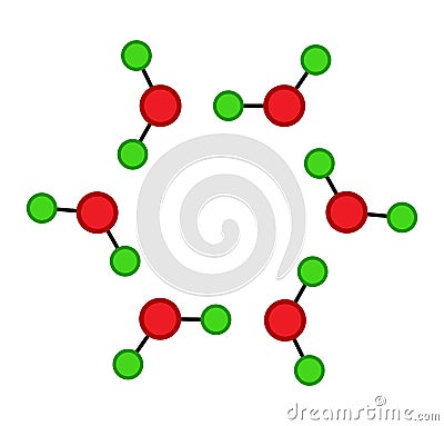 H2o solid ice molecule. crystal structure of water. Vector illustration isolated on white background Vector Illustration