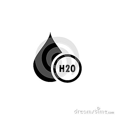 H2O. Water drop icon logo. Chemical formula H2O. Vector illustration. Flat design Vector Illustration