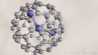 H2O or water molecule inside the fullerene C60 cage Stock Photo