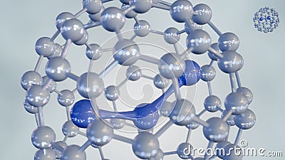 H2O or water molecule inside the fullerene C60 cage Stock Photo
