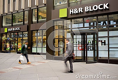 H&R Block Storefront Editorial Stock Photo