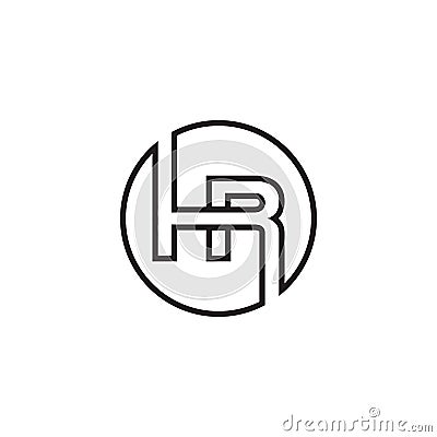 H R initial letter circle lines logo design vector Vector Illustration