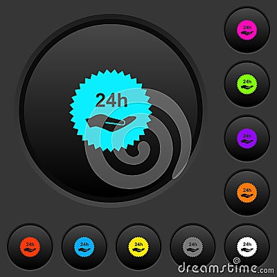 24h service sticker dark push buttons with color icons Stock Photo