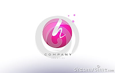 h sphere pink 3d hand written alphabet letter logo Vector Illustration