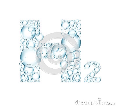 H2 symbol made from bubbles. Vector illustration Vector Illustration
