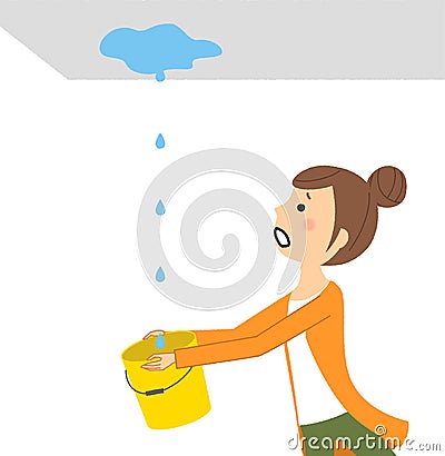 Room leaking from the ceiling Vector Illustration