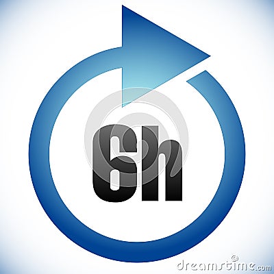 6h Turnaround time TAT icon. Interval for processing, return to customer. Duration, latency for completion, request fulfilling Vector Illustration