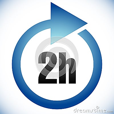 2h Turnaround time TAT icon. Interval for processing, return to customer. Duration, latency for completion, request fulfilling Vector Illustration