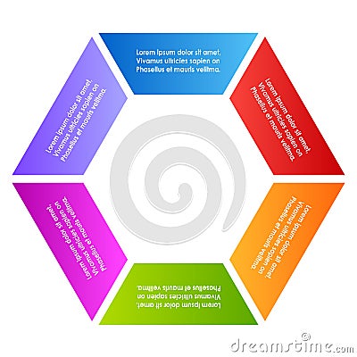 HÐµxagon six part diagram Vector Illustration