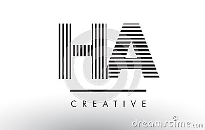 HA H A Black and White Lines Letter Logo Design. Vector Illustration