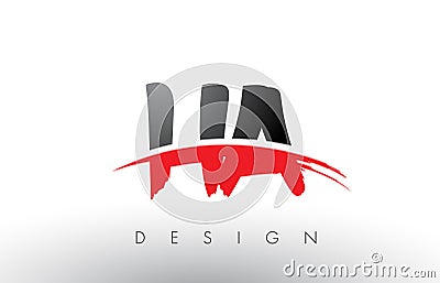 HA H A Brush Logo Letters with Red and Black Swoosh Brush Front Stock Photo