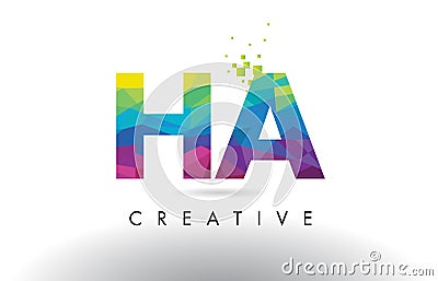 HA H A Colorful Letter Origami Triangles Design Vector. Vector Illustration