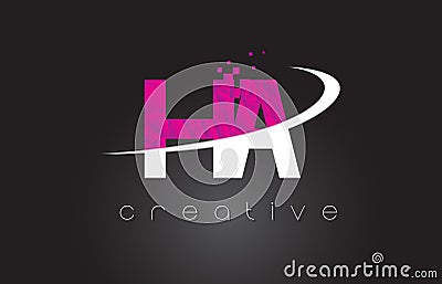 HA H A Creative Letters Design With White Pink Colors Vector Illustration