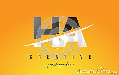 HA H A Letter Modern Logo Design with Yellow Background and Swoosh. Vector Illustration