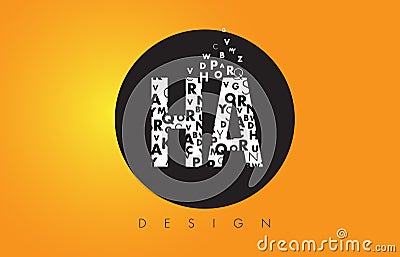 HA H A Logo Made of Small Letters with Black Circle and Yellow B Vector Illustration