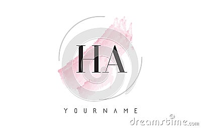 HA H A Watercolor Letter Logo Design with Circular Brush Pattern Vector Illustration